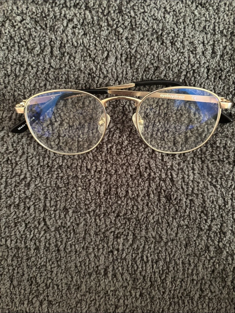 Round Metal Blue Light Glasses in Gold and Black